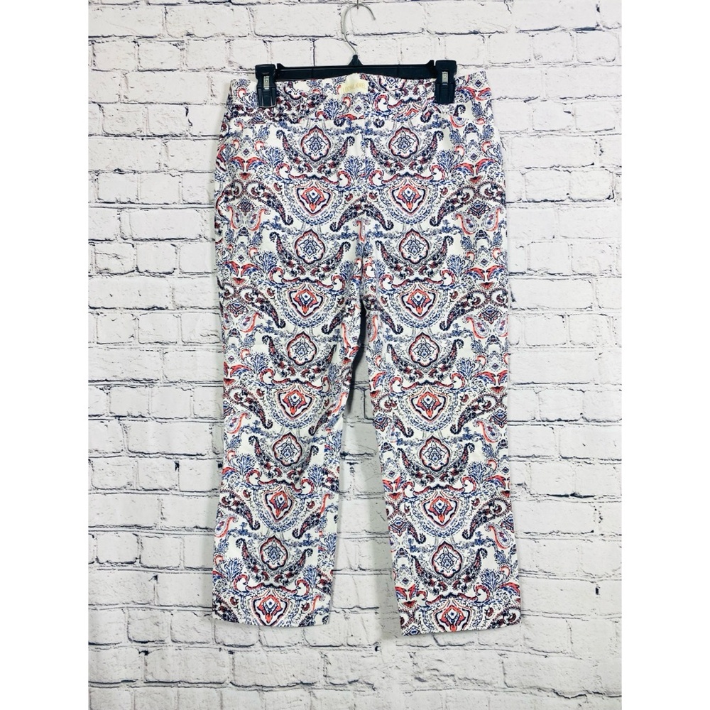 Lucy & Laurel print zip fly loop waist capri pants size US‎ 4